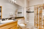 Large bathroom in a one bedroom with murphy unit